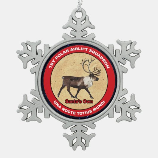 Santa's Ewn - 1e Polar Airlift Squadron Tin Sneeuwvlok Ornament (Voorkant)