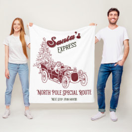 Santa's Express Vitange Christmas Fleece Deken