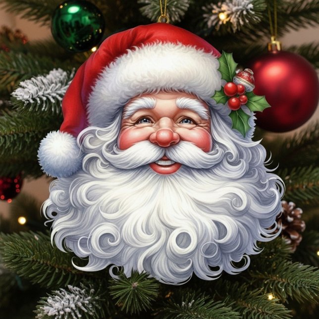 Santa's Face Christmas Cutout Sculpture Ornament Fotobeeldje Ornament (Santa's Face Christmas Cutout Sculpture Ornament)