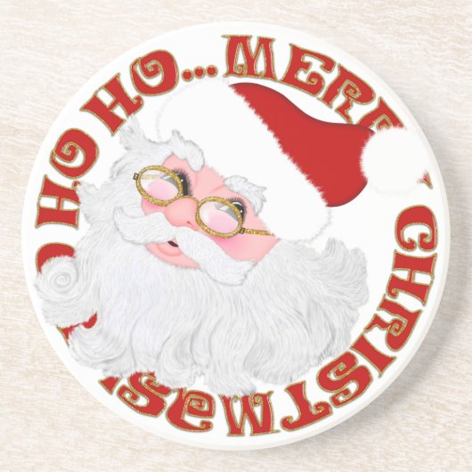 Santa's Face Circle-Sandstone Onderzetter (Voorkant)