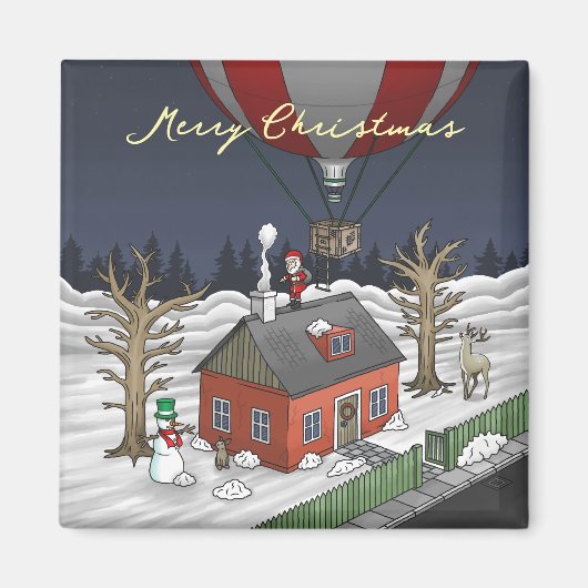 Santa's Fancy Hot Air Balloon Magneet (Voorkant)