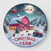 Santa's Farmhouse Kerst Rustieke Vakantiemuur Grote Klok (Voorkant)