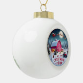 Santa's Farmhouse Kerstvakantie Rustiek Vakantie Keramische Bal Ornament (Links)