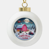 Santa's Farmhouse Kerstvakantie Rustiek Vakantie Keramische Bal Ornament (Voorkant)