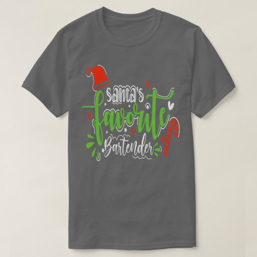 santas favoriet barman grappige kerstcadeau t-shirt (Design voorkant)