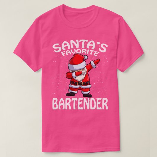 Santas Favoriet Bartender Kerstmis 1 T-shirt (Design voorkant)