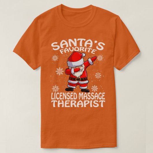 Santas Favoriet Erkende Massage Therapeut Kerstmis T-shirt (Design voorkant)