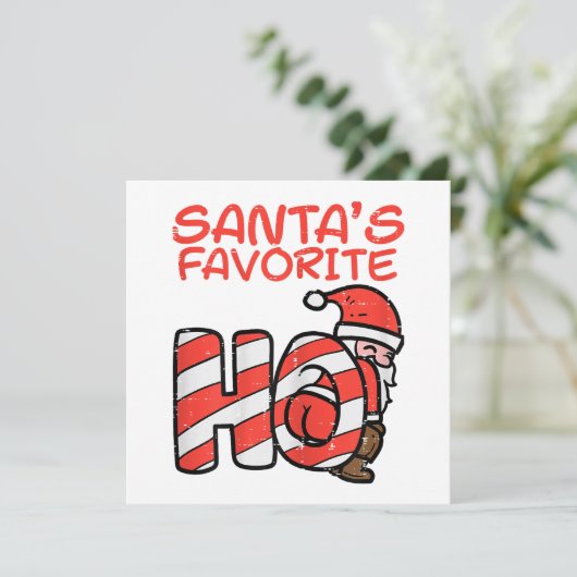 Santas Favoriet Grappig Ondeugend Volwassen Kerstm Kaart (Staand voorkant)