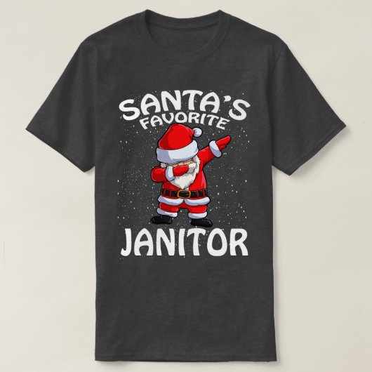 Santas Favoriet Janitor Kerstmis T-shirt (Design voorkant)