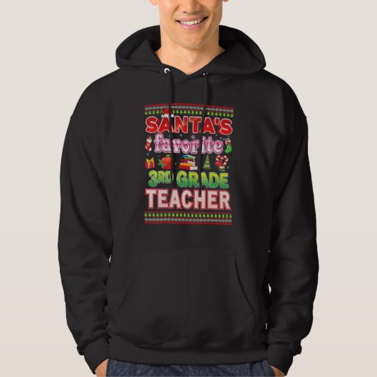 Santa's favoriete 3e klas leraar kerst zweet hoodie (Voorkant)
