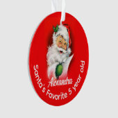 Santa's favoriete aangepaste gepersonaliseerde Kin Ornament (voorkant)