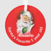 Santa's favoriete aangepaste gepersonaliseerde Kin Ornament (achterkant)
