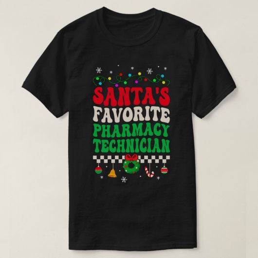 Santas Favoriete apotheek Technicus Retro Kerstmis T-shirt (Design voorkant)