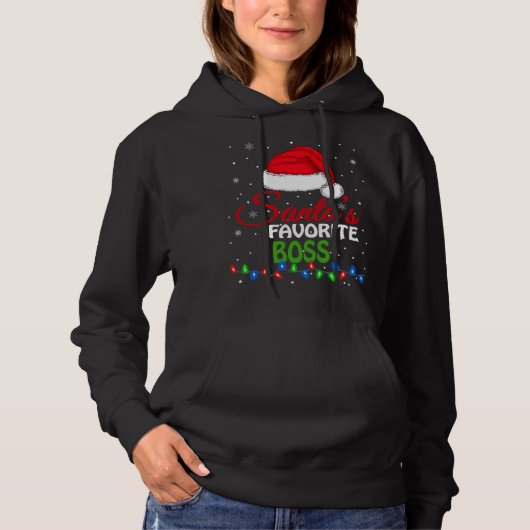 Santa's favoriete baas Santa Hat Lights. Funny Chr Hoodie (Voorkant)