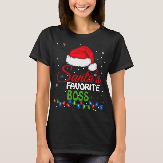 Santa's favoriete baas Santa Hat Lights Grappig Ch T-shirt (Voorkant)