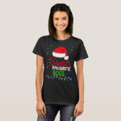 Santa's favoriete baas Santa Hat Lights Grappig Ch T-shirt (Voorkant volledig)
