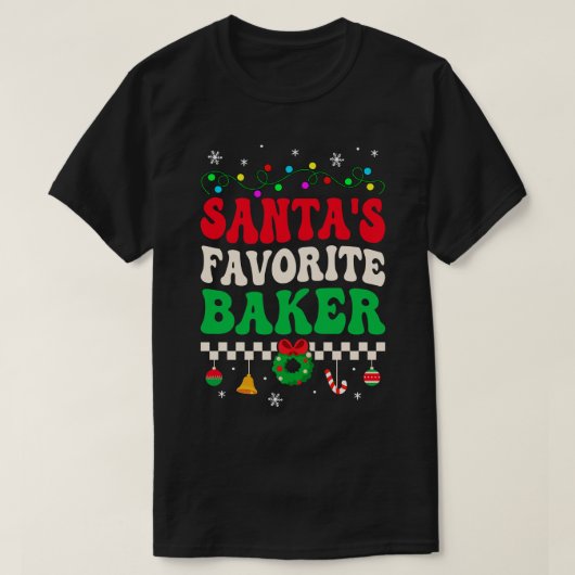 Santas Favoriete Baker Retro Kerstmis T-shirt (Design voorkant)