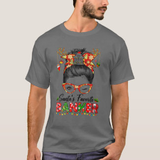 Santa's favoriete banker Bun Hair Kerstmis T T-shirt