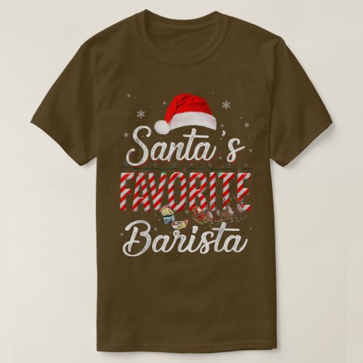 Santa's favoriete Barista Pet licht in sneeuwSanta T-shirt (Design voorkant)