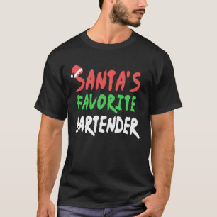 Santas Favoriete Bartender Bartending Xmas Christm T-shirt
