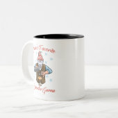 Santa's Favoriete Bartender Gnome Tweekleurige Koffiemok (Voorkant links)