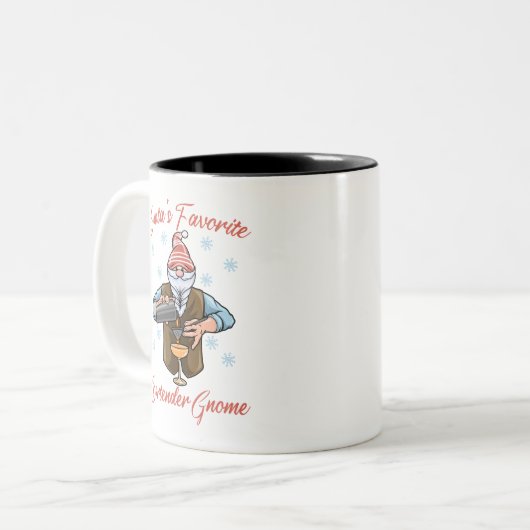 Santa's Favoriete Bartender Gnome Tweekleurige Koffiemok (Voorkant links)