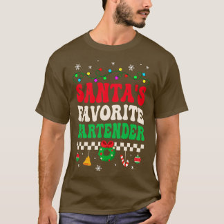 Santas Favoriete Bartender Retro Kerstmis T-shirt