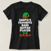 Santas favoriete bas gitaar speler grappige kerst t-shirt (Design voorkant)