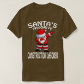Santas Favoriete Bouw Arbeider Kerstmis T-shirt (Design voorkant)