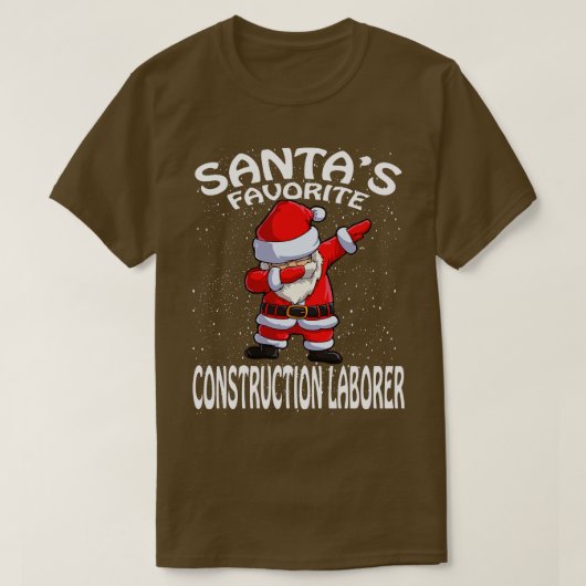 Santas Favoriete Bouw Arbeider Kerstmis T-shirt (Design voorkant)