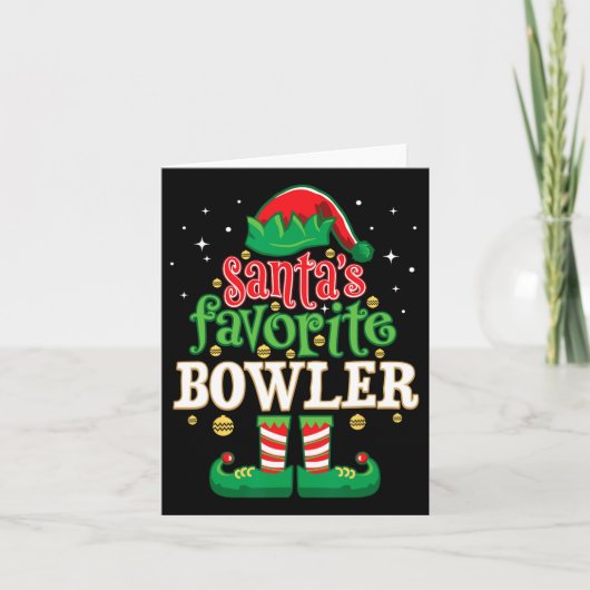 Santa's Favoriete Bowler Kerstmis Matching Bowling Kaart (Voorkant)