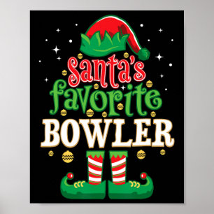 Santa's Favoriete Bowler Kerstmis Matching Bowling Poster