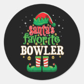 Santa's Favoriete Bowler Kerstmis Matching Bowling Ronde Sticker (Voorkant)