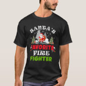 Santa's favoriete brandweerman Grappig Kerstcadeau T-shirt (Voorkant)