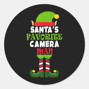 Santas Favoriete Camvibes Man Grappige Kerstmis Ronde Sticker