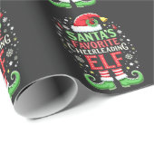 Santa's Favoriete Cheerleading Elf Family Matching Cadeaupapier (Rol Hoek)