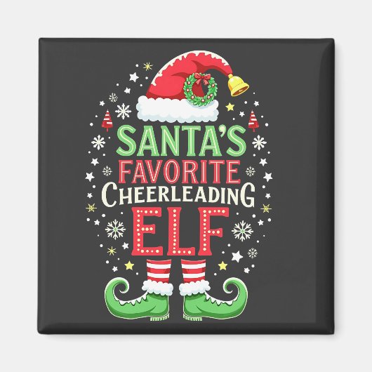 Santa's Favoriete Cheerleading Elf Family Matching Magneet (Voorkant)