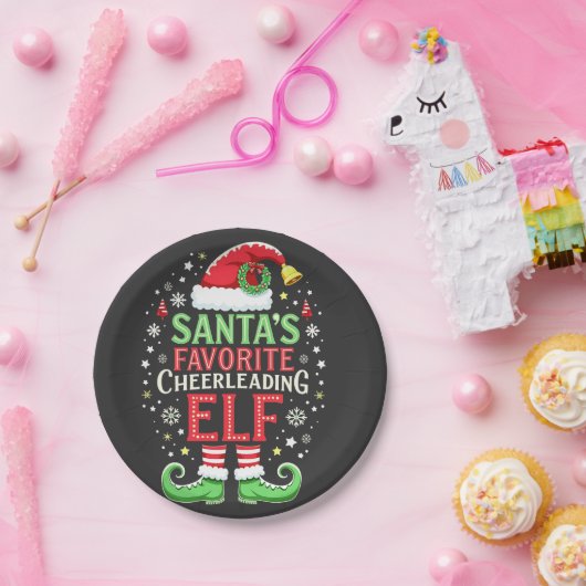 Santa's Favoriete Cheerleading Elf Family Matching Papieren Bordje (Feest)
