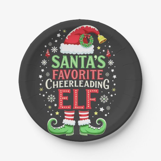 Santa's Favoriete Cheerleading Elf Family Matching Papieren Bordje (Voorkant)