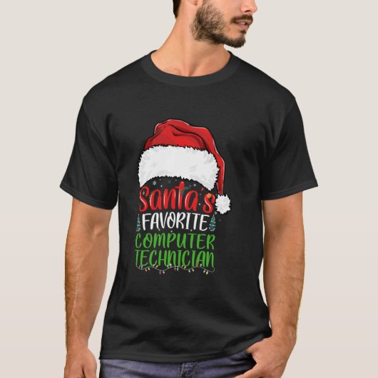 Santa's favoriete computertechnicus Funny Christma T-shirt (Voorkant)