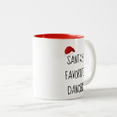 Santa's favoriete danser | Kerstdansdanking Tweekleurige Koffiemok (Voorkant rechts)