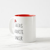 Santa's favoriete danser | Kerstdansdanking Tweekleurige Koffiemok (Voorkant links)