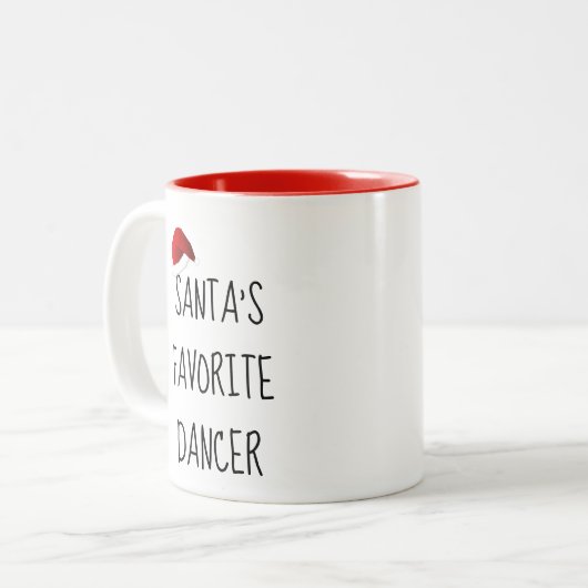 Santa's favoriete danser | Kerstdansdanking Tweekleurige Koffiemok (Voorkant links)