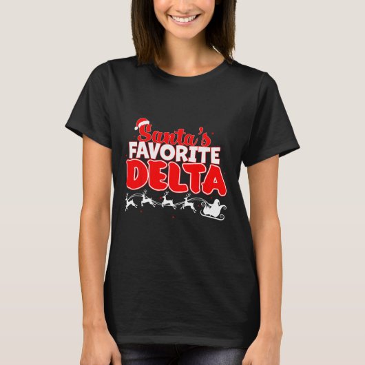 Santa's Favoriete Delta Kerstmis Sorority Kerstmis T-shirt (Voorkant)