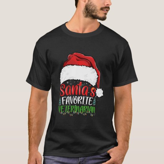 Santa's Favoriete Dierenarts Grappige Kerstgroet T-shirt (Voorkant)