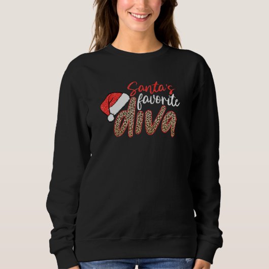 Santa's Favoriete Diva Leopard Kerst Vrolijke Kers Trui (Voorkant)