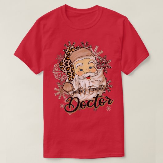 Santa's favoriete Doctor Leopard Pet Funny Santa C T-shirt (Design voorkant)