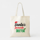 Santa's favoriete dokter Kerst elf pet grappig Tote Bag (Achterkant)