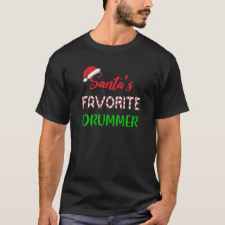 Santas Favoriete Drummer Gift Grappige drum Kerstm T-shirt