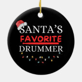 Santa's Favoriete Drummer Schattige Keramisch Ornament (Achterkant)